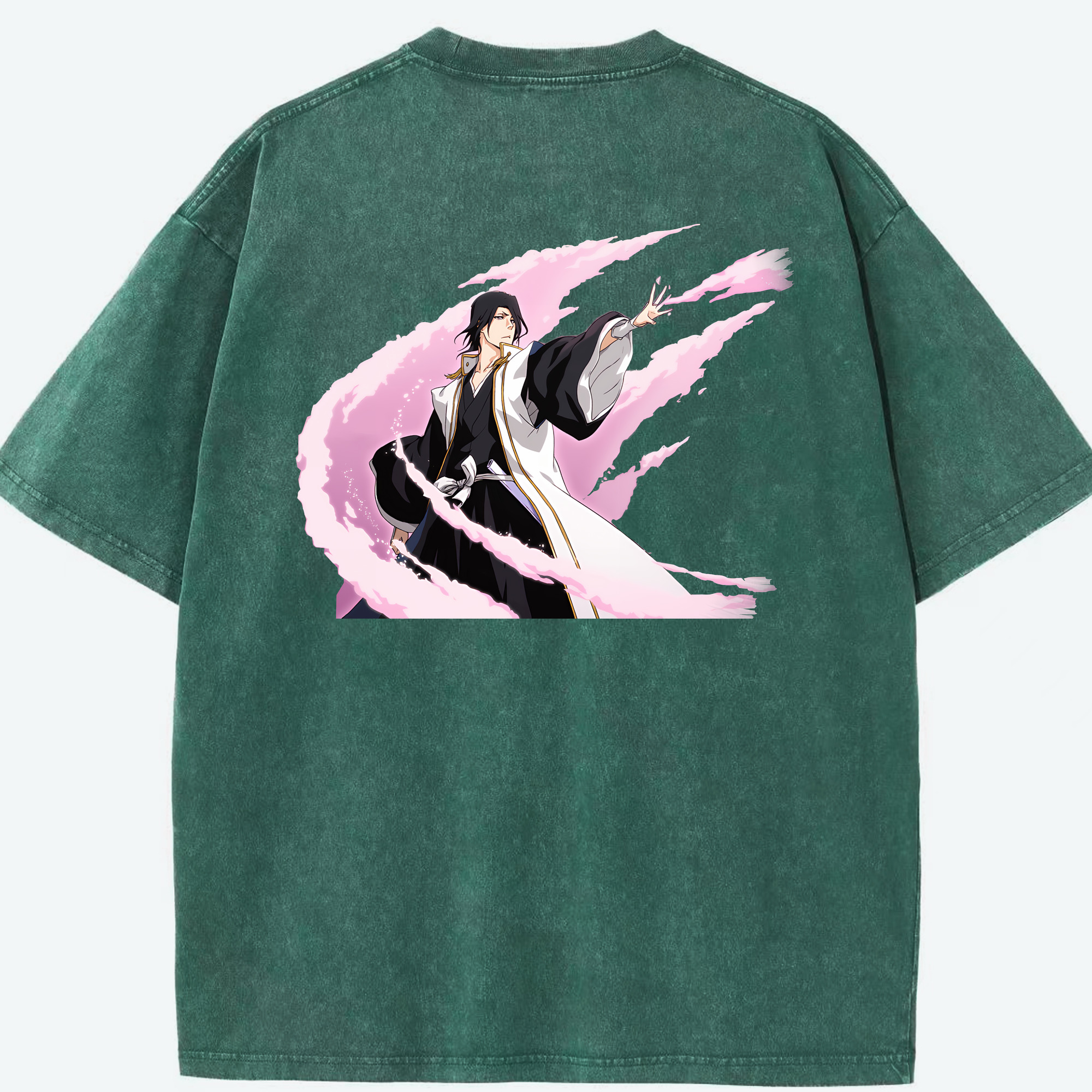 （画像用） ブリーチ くちき びゃくや BLEACH Kuchiki Byakuya 綿100% ヴィンテージ風 半袖Tシャツ（背面プリント）